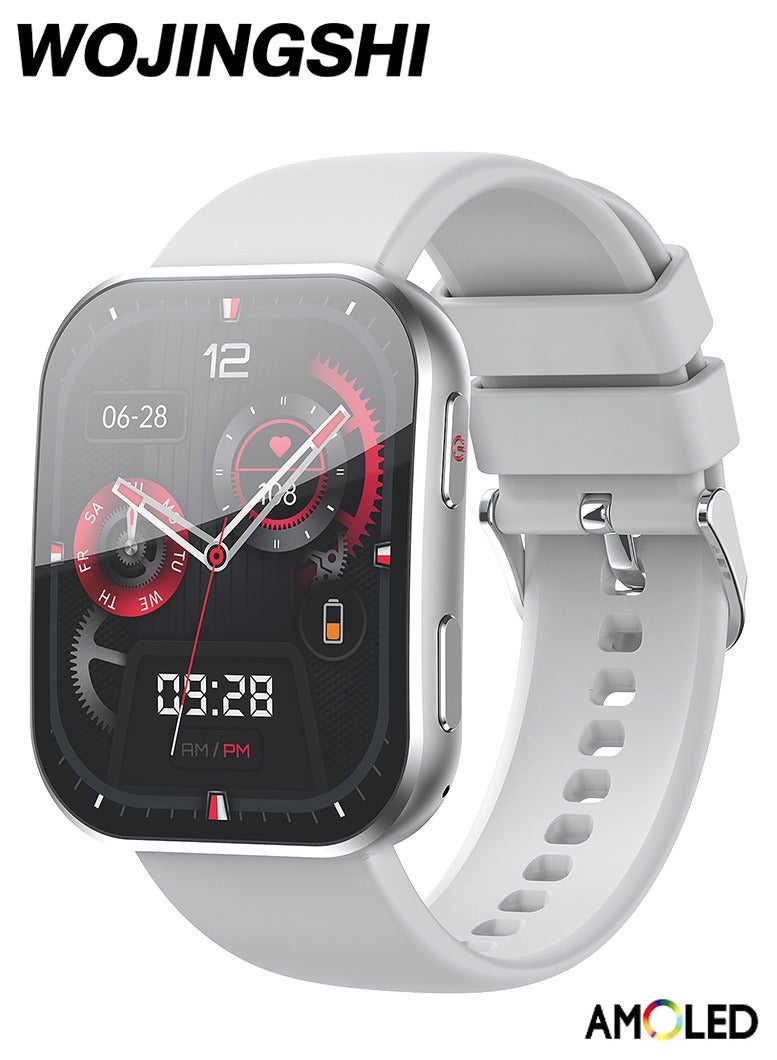 Shenzhen brand WOJINGSHI H05 unisex smartwatch, featuring a 1.96-inch AMOLED display, IP67 dust and water resistance, health monitoring, activity tracking, smart notifications, Bluetooth calling, as well as functions such as women's health management, breathing exercises, and mood tracking
